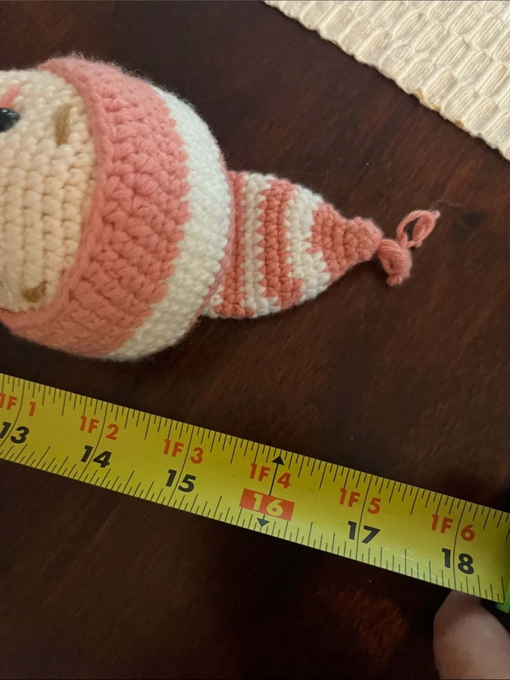 Handmade Crochet Pink and Cream Plush Doll - Kids Toy